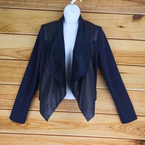 Edyson Open Front Blazer Jacket Womens Size M Blue 100% Polyester Pockets
